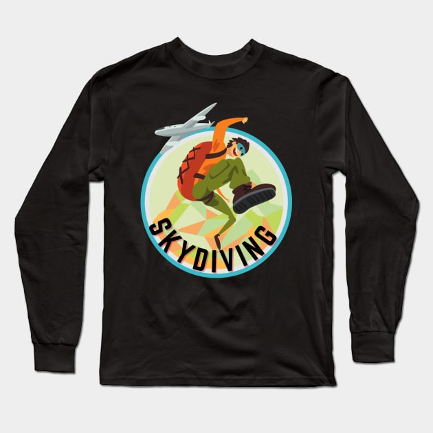 Skydive in Cool Retro Classic Colors With Distressed Text Long Sleeve T-Shirt by Prossori